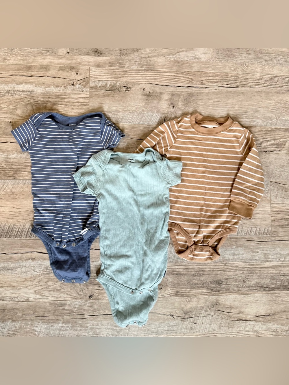3-Pack Kids One-Piece Bodysuits — Blue, Tan - Carters - Gerber - 18 mo
